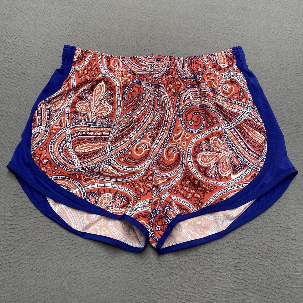 Nike Shorts Womens Medium Orange Paisley Dri-FIT Running 3 In Lined CJ2418-631